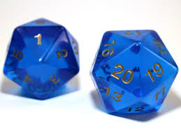 Chessex – 55mm Jumbo d20 Translucent Blue w/gold