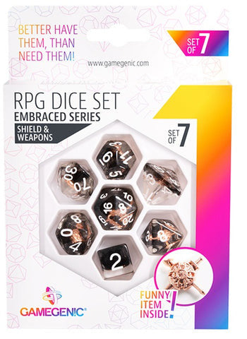 Gamegenic Embraced Series RPG Dice Set - Shield & Weapons