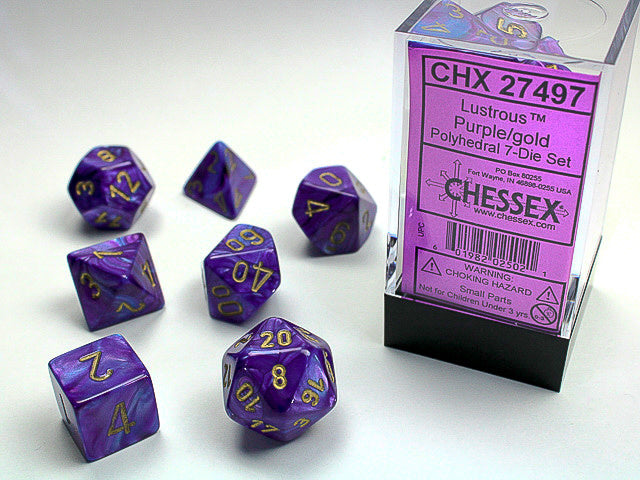 Chessex Lustrous Purple/gold Polyhedral 7-Die Set (CHX 27497)