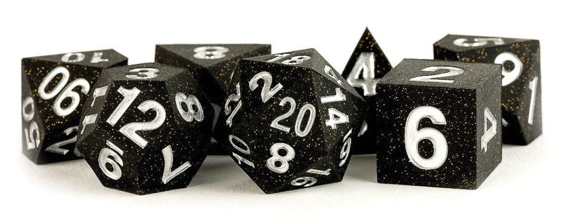 MDG "FanRoll" Silicone Poly Dice Set - Gold Scatter