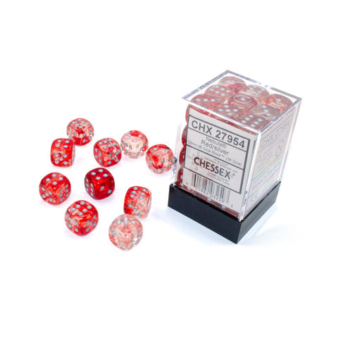 Chessex Nebula Red/silver 12mm d6 Dice (CHX 27954)