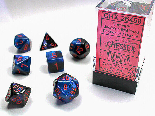 Chessex Gemini Black-Starlight/red Polyhedral 7-Die Set (CHX 26458)