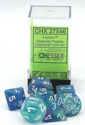 Chessex Festive Waterlily/white Polyhedral Dice (CHX 27546)