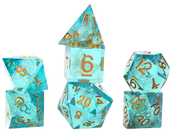 Sirius Dice Sharp Aqua Fairy 7 Piece Polyhedral Dice Set