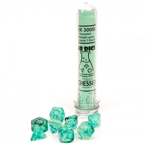Chessex Borealis Kelp/light green Polyhedral 7-Die Set (CHX 30054)