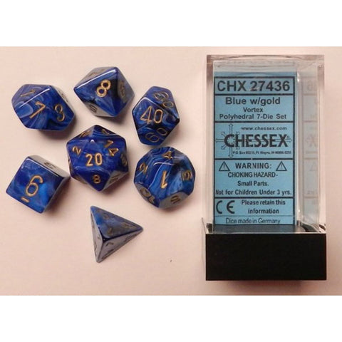 Chessex Vortex Blue/gold Polyhedral 7-Die Set (CHX 27436)