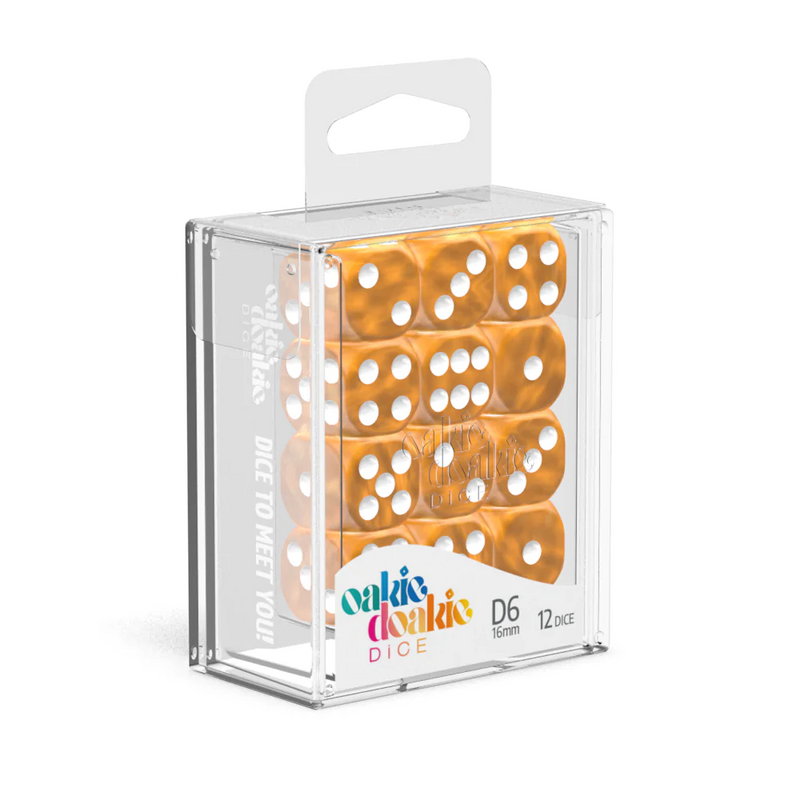 Oakie Doakie Marble Orange 16mm d6 Dice