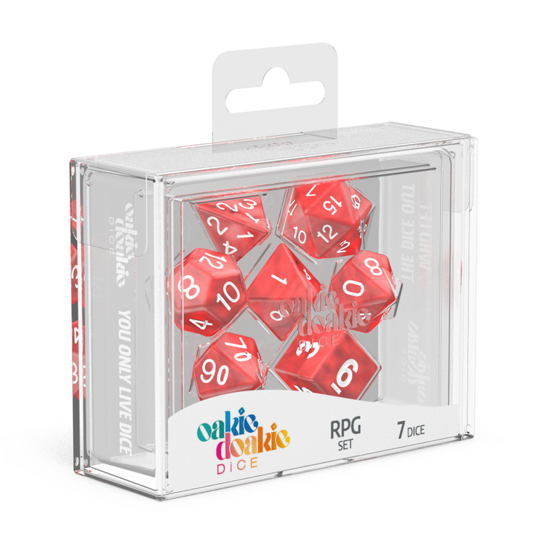 Oakie Doakie Marble Red Polyhedral 7-Die Set