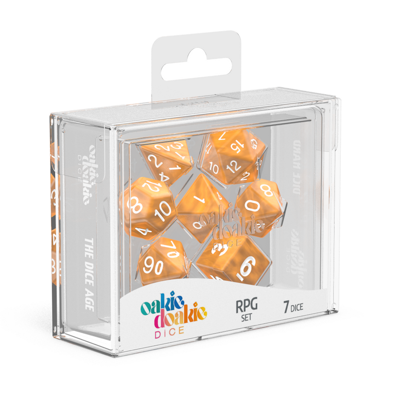 Oakie Doakie Marble Orange Polyhedral 7-Die Set