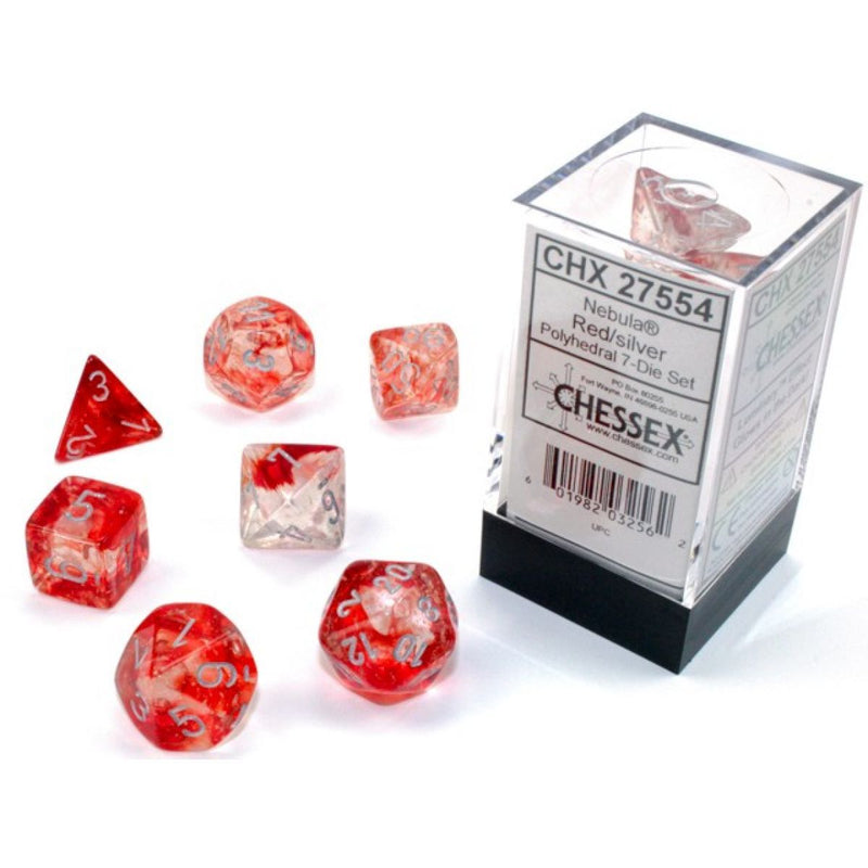 Chessex Nebula Red/silver Polyhedral 7-Die Set (CHX 27554)