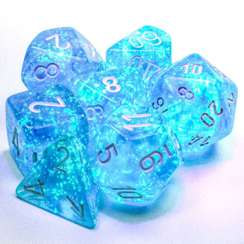 Chessex Borealis Sky Blue/white Polyhedral 7-Die Set (CHX 27586 / CHX 27426)