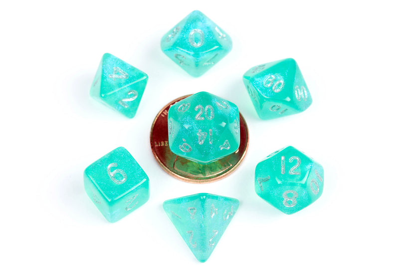 MDG Mini Polyhedral Dice Set - Stardust Teal