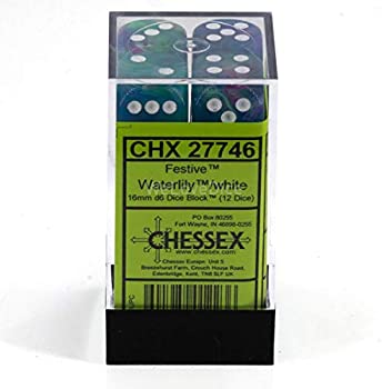 Chessex Festive Waterlily/white 16mm d6 Dice (CHX 27746)