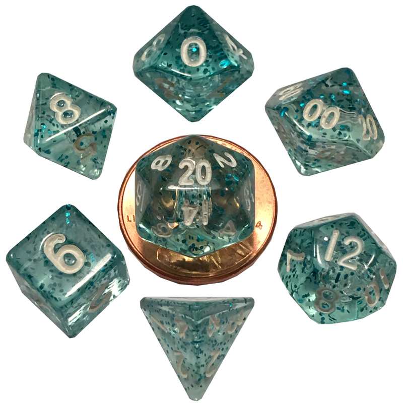 MDG Mini Polyhedral Dice Set - Ethereal Light Blue