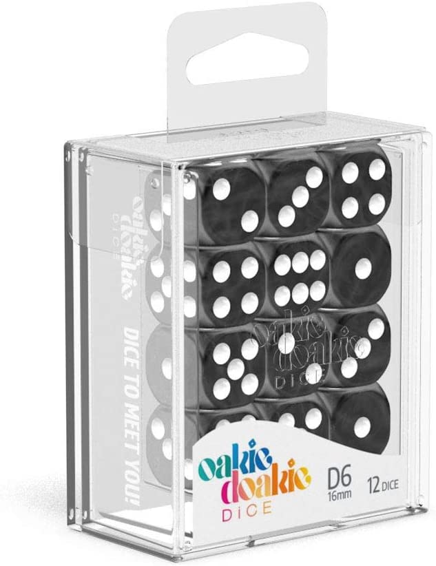 Oakie Doakie Marble Black 16mm d6 Dice