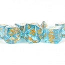 MDG Resin Poly Dice Set - Blue w/ Gold Foil