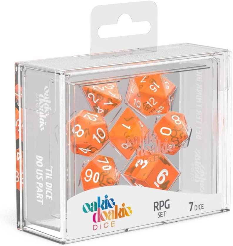Oakie Doakie Translucent Orange Polyhedral 7-Die Set