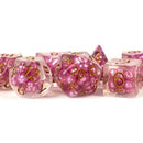MDG Resin Poly Dice Set - Pearl: Pink w/ Copper Numbers