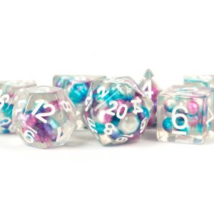 MDG Resin Poly Dice Set - Pearl: Gradient Purple, Teal, White
