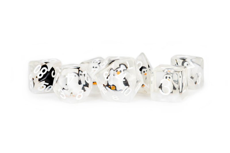 MDG Resin Poly Dice Set - Penguin Dice