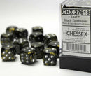 Chessex Leaf Black Gold/silver 16mm d6 Dice (CHX 27618)
