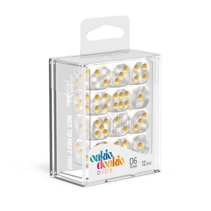 Oakie Doakie Marble White 16mm d6 Dice