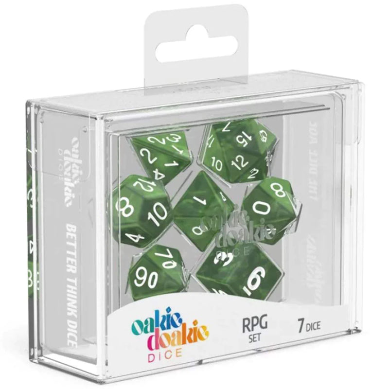 Oakie Doakie Marble Green Polyhedral 7-Die Set