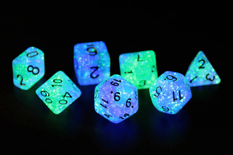 Sirius Dice Peacock Glowworm 8 Piece Polyhedral Dice Set