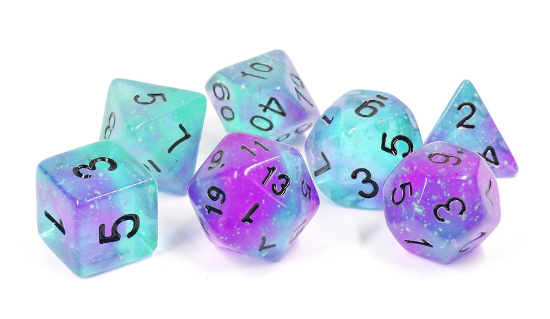 Sirius Dice Peacock Glowworm 8 Piece Polyhedral Dice Set