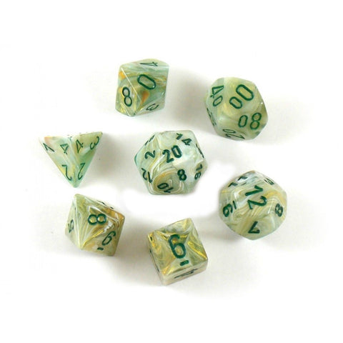 Chessex Marble Green/dark green Polyhedral 7-Die Set (CHX 27409)