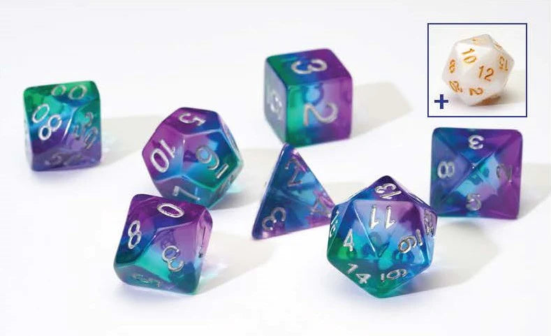 Sirius Dice Aurora Blue 8 Piece Polyhedral Dice Set