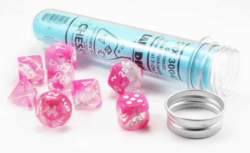 Chessex Gemini Clear-Pink/white Polyhedral 7-Die Set (CHX 30042)