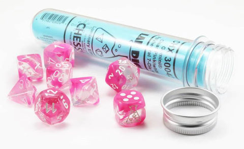 Chessex Gemini Clear-Pink/white Polyhedral 7-Die Set (CHX 30042)