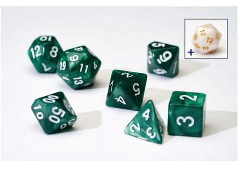 Sirius Dice Green Pearl 8 Piece Polyhedral Dice Set