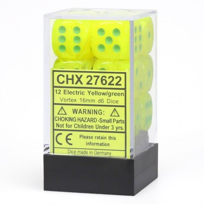 Chessex Vortex Electric Yellow/green 16mm d6 Dice (CHX 27622)