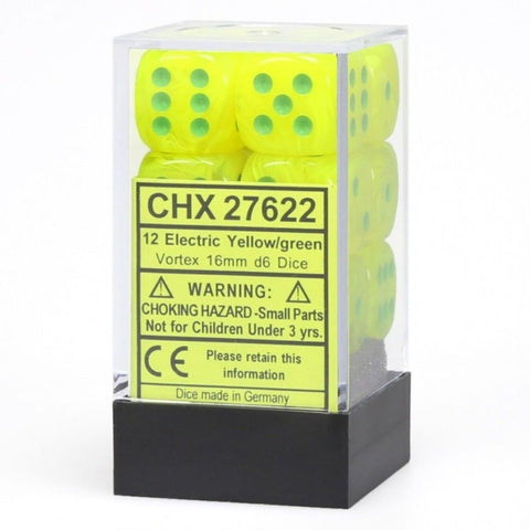 Chessex Vortex Electric Yellow/green 16mm d6 Dice (CHX 27622)