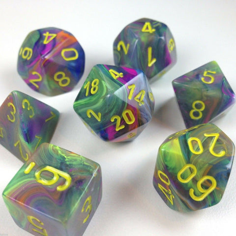 Chessex Festive Rio/yellow Polyhedral 7-Die Set (CHX 27449)