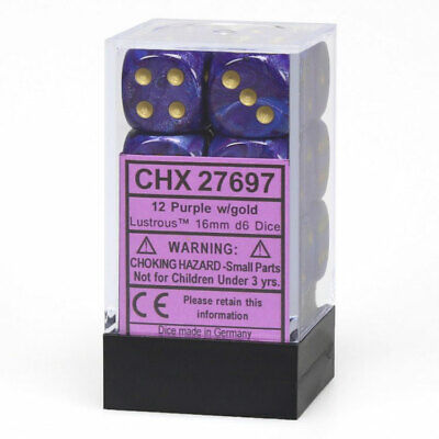 Chessex Lustrous Purple/gold 16mm d6 Dice (CHX 27697)