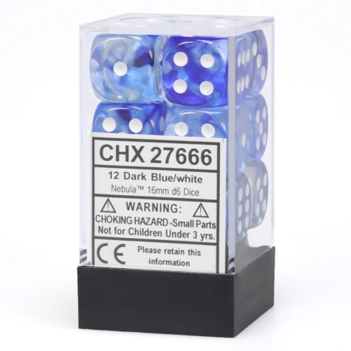 Chessex Nebula Dark Blue/white 16mm d6 Dice (CHX 27666)