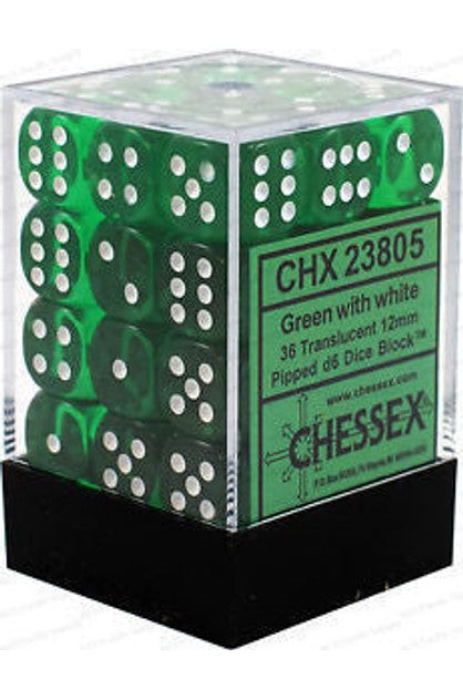 Chessex Translucent Green/white 12mm d6 Dice (CHX 23805)